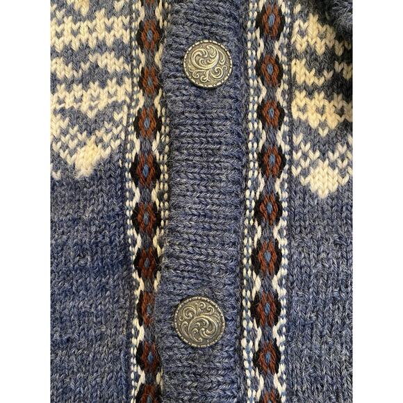 Vtg Dale of Norway Mens Cardigan Sweater XL Fair Isle New Wool Preppy Grandpa - Picture 4 of 14